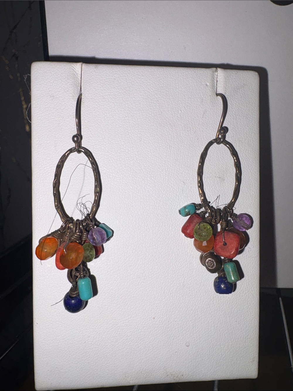 Multicolor Cluster Hoop Dangle Earrings